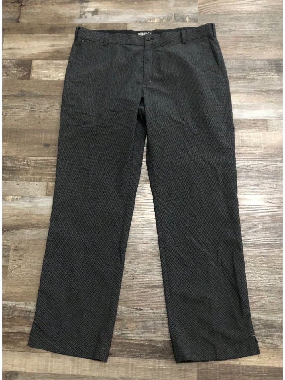 Nike Golf Tour Performance Mens 38x32 Black Herringbone Print Causal Pants